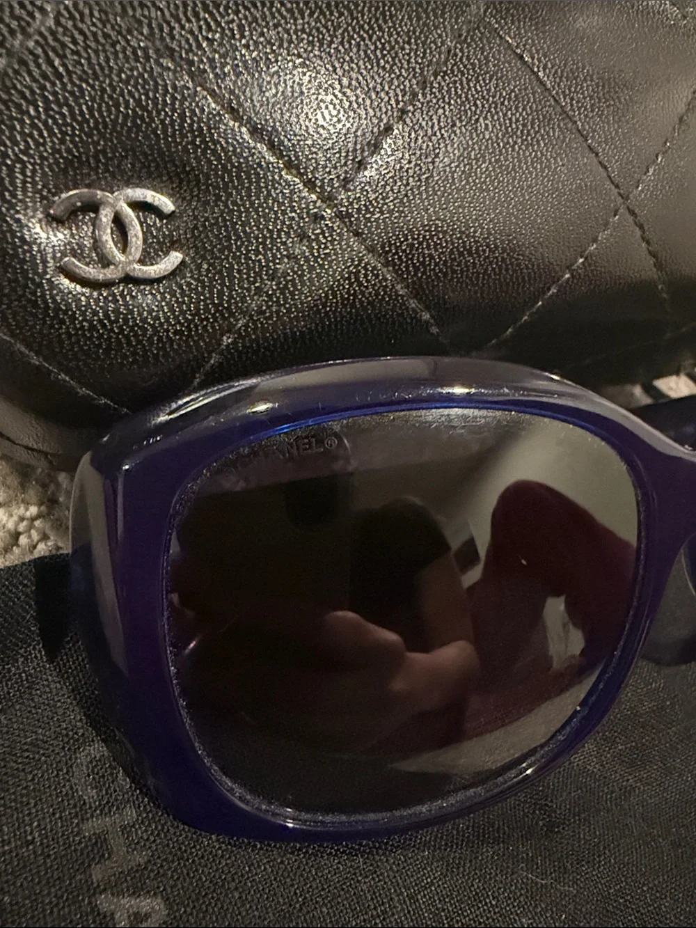 GUC Chanel Blue Sunglasses with Case & Bag!